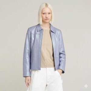 Vintage Carlisle Metallic Periwinkle Leather Jacket 8